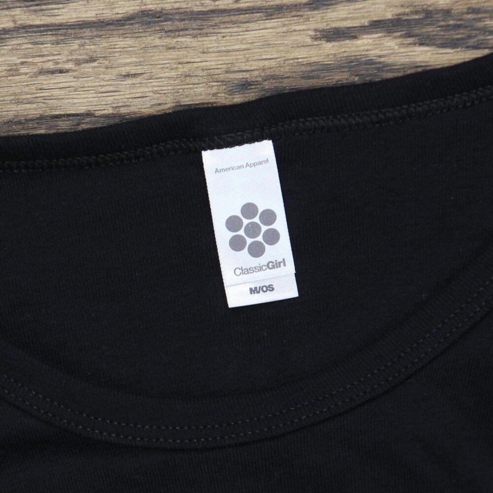 NEW American Apparel Classic Girl Cotton Cuffed Short Sleeve T-Shirt Tee Black M - Picture 3 of 4